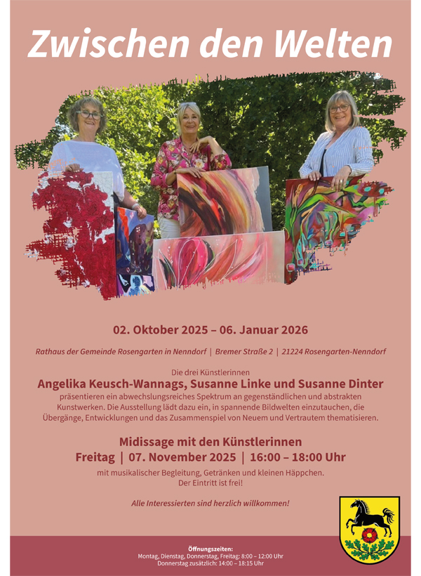 Einladung zur Medissage - Ausstellungsbeteiligung in Nenndorf im Rathaus Oktober bis Dezember 2025